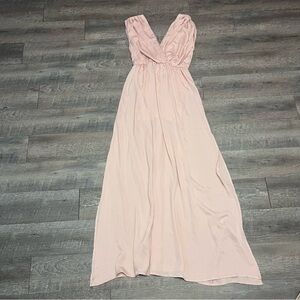 Mahina Blush Pink V Neck Fairy Maxi Dress